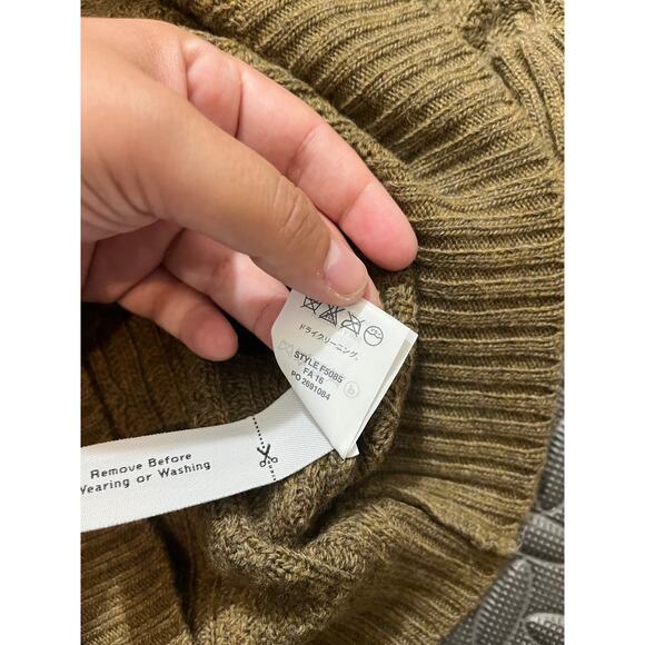 J.CREW CABLE CREWNECK SWEATER WITH RUFFLE SLEEVES OLIVE GREEN WOMENS SIZE XS - Picture 5 of 9